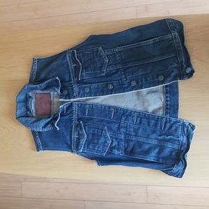 All Saints Spitalfields Dark Blue Denim Vest